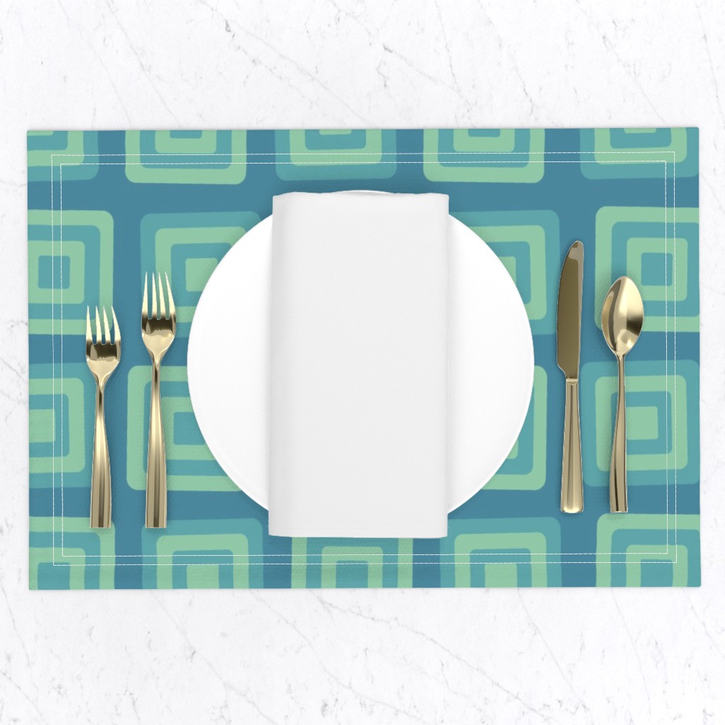 Teal Hypno Tiles Placemat