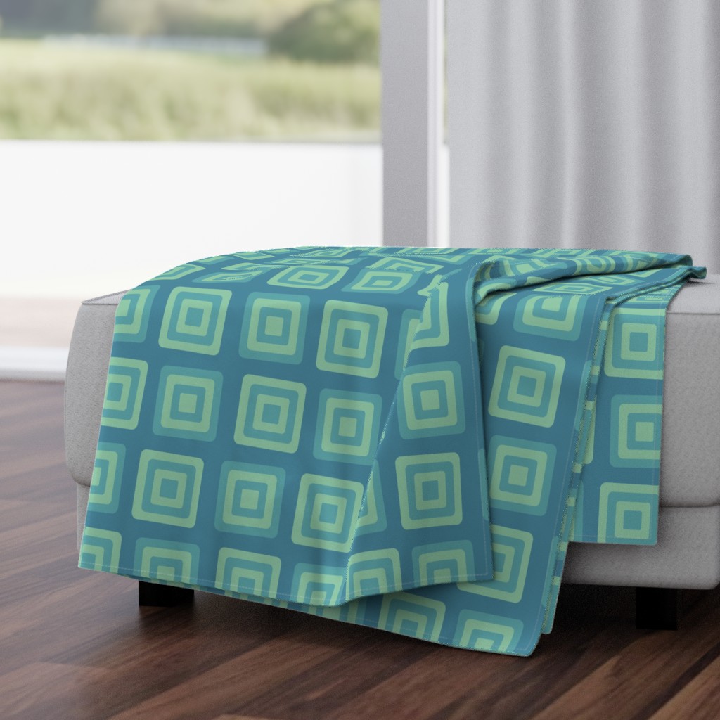 Teal Hypno Tiles Pillow Throw