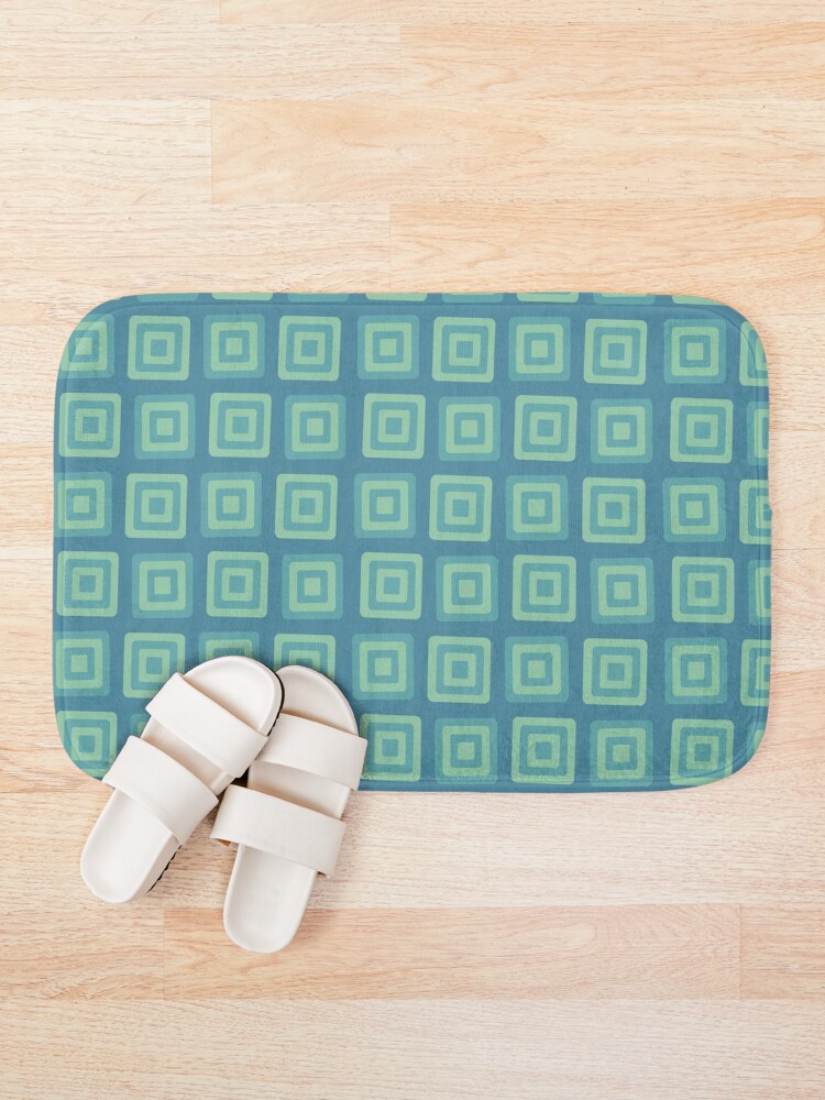 Teal Hypno Tiles Bath Mat